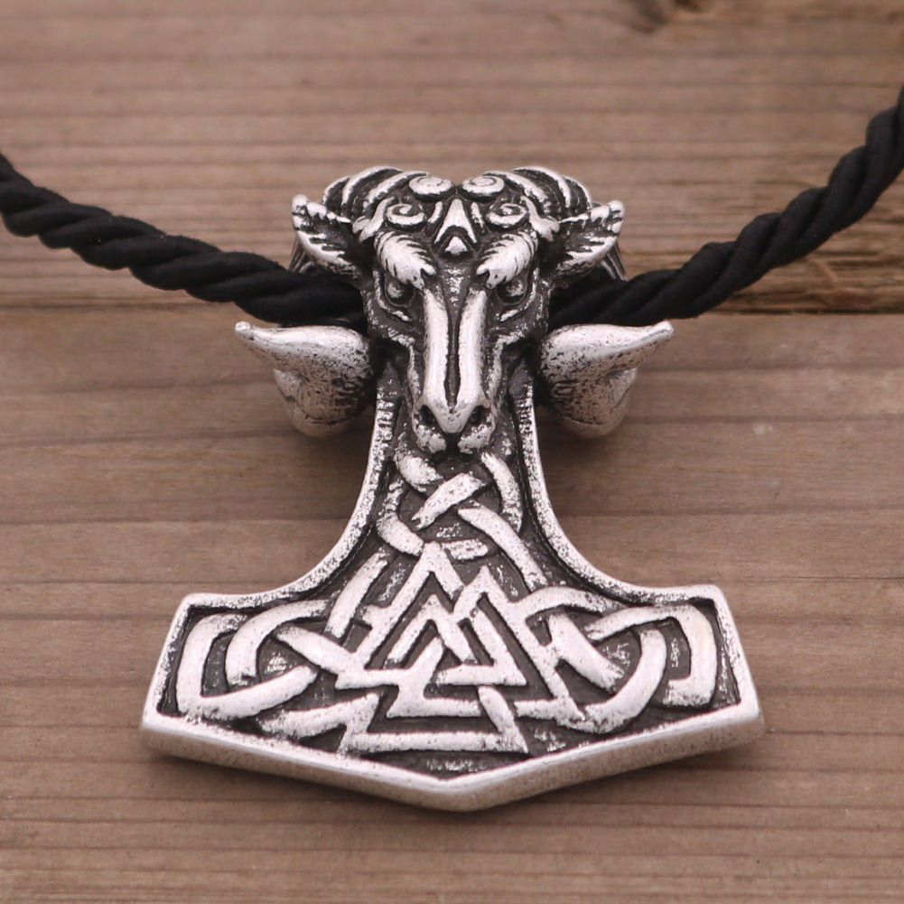 Viking Sheep Head Necklace with Norse Legacy Design for Men - Metal Pendant