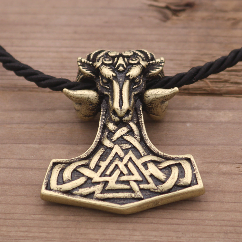 Viking Sheep Head Necklace with Norse Legacy Design for Men - Metal Pendant