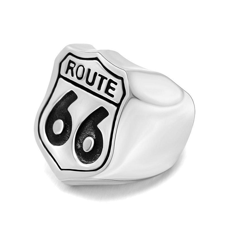 Creative US Route 66 Titanium Steel Ring for Men - Personalized Jewelry by Planderful