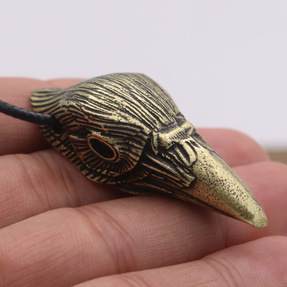 Viking Crow Head Pendant Black Bird Men's Necklace from Norse Legacy Collection