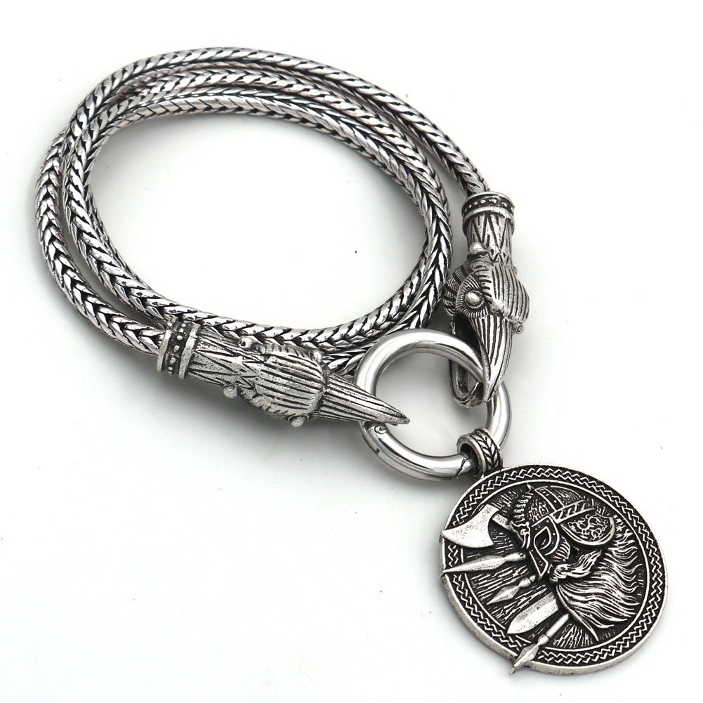 Viking Thor Hammer Necklace with Wolf Head Design