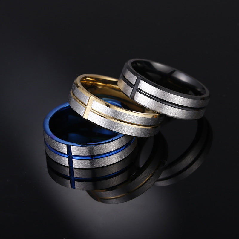 European Men's Stainless Steel Cross Ring - Fashion Jewelry for Wholesale