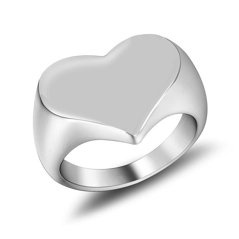 Titanium Steel Heart-Shaped Women's Ring - Versatile Stainless Steel Love Jewelry from Europe and the USA