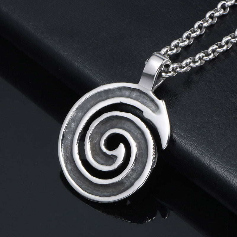 Titanium Steel Spiral Pendant Necklace for Men - Trendy Punk Horns Design