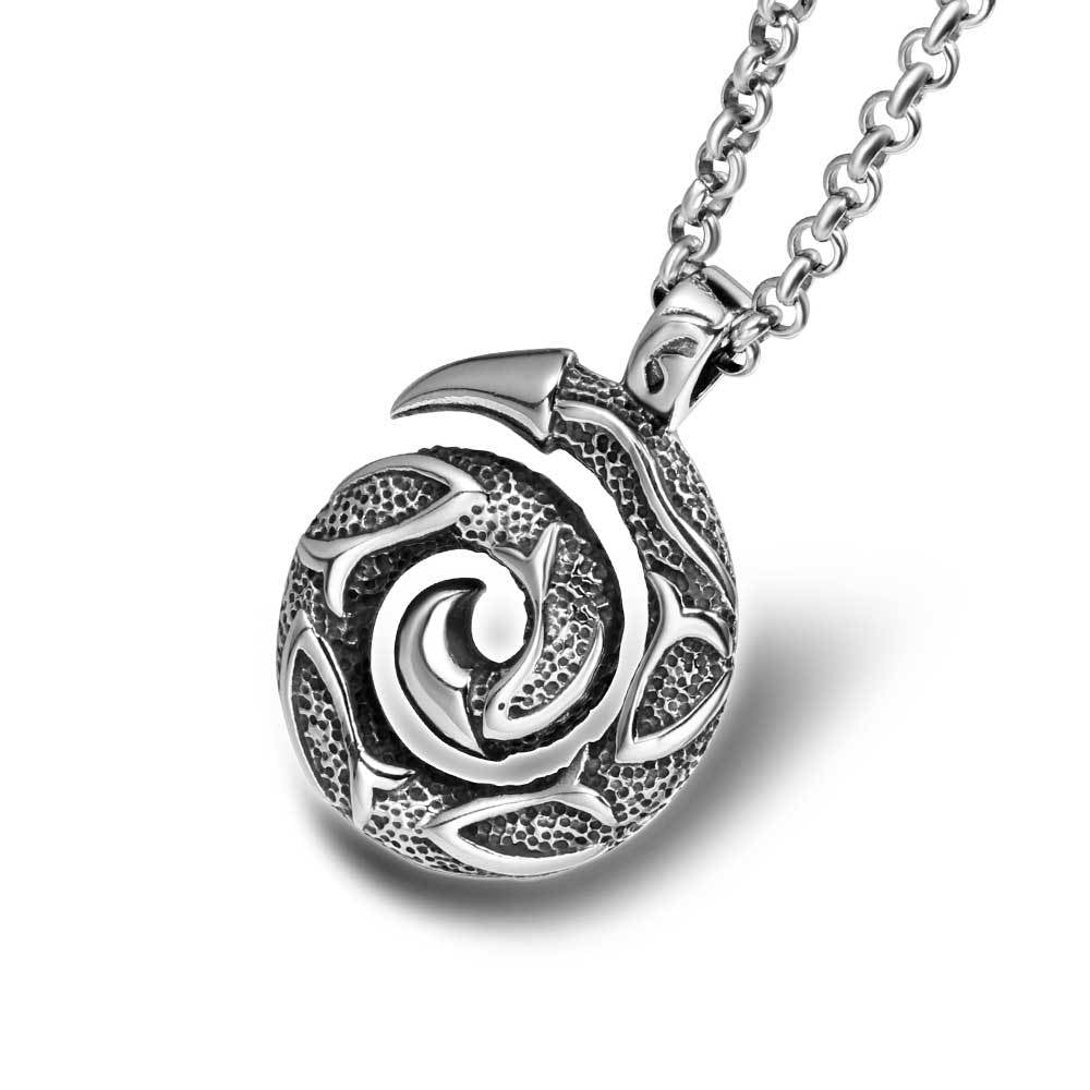 Titanium Steel Spiral Pendant Necklace for Men - Trendy Punk Horns Design