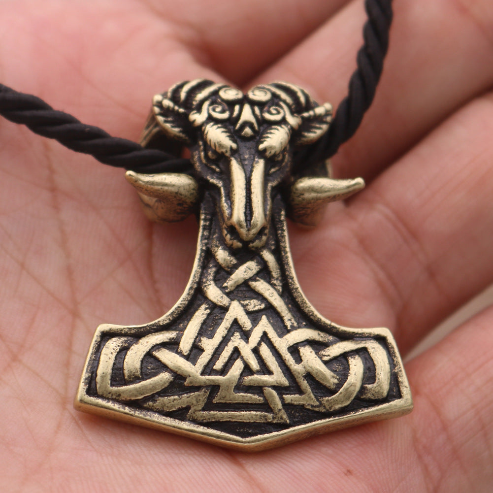 Viking Sheep Head Necklace with Norse Legacy Design for Men - Metal Pendant