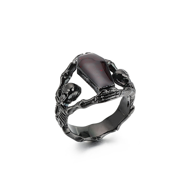 Punk Vampire Coffin Ring - Wholesale Vintage Gothic Stainless Steel Jewelry for Men