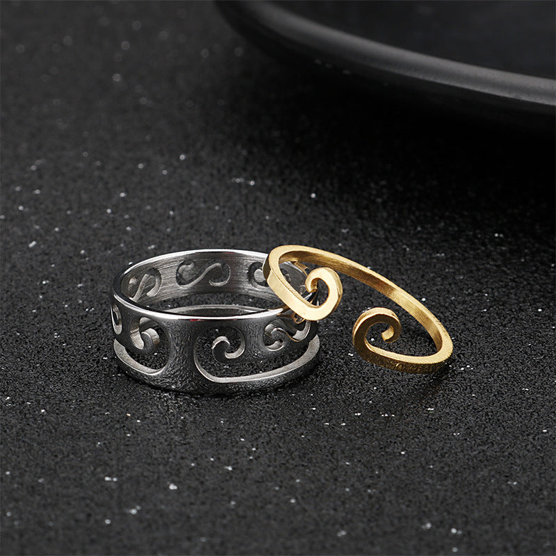 Couple's Golden Hoop Stick Ring - Two-in-One Journey to the West Design for Men