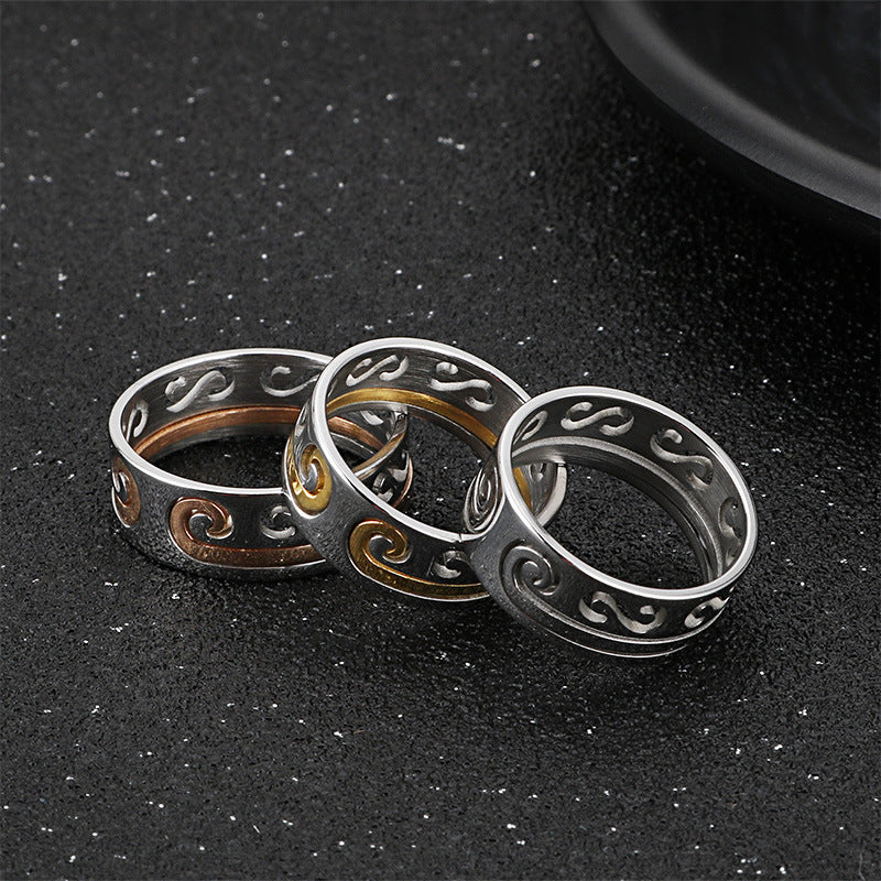 Couple's Golden Hoop Stick Ring - Two-in-One Journey to the West Design for Men