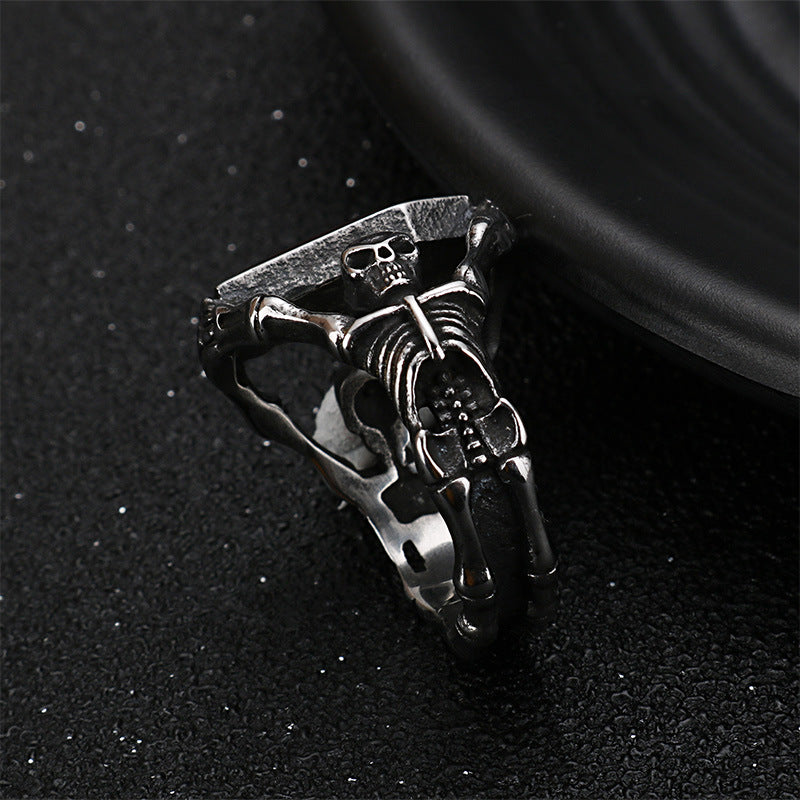 Punk Vampire Coffin Ring - Wholesale Vintage Gothic Stainless Steel Jewelry for Men