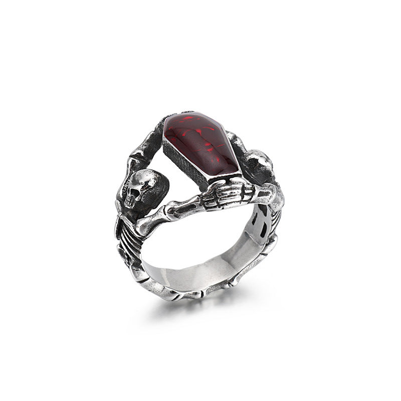 Punk Vampire Coffin Ring - Wholesale Vintage Gothic Stainless Steel Jewelry for Men