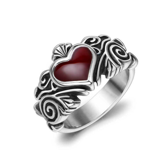 Trendy Titanium Steel Love Element Ring with Drop Glue Accents