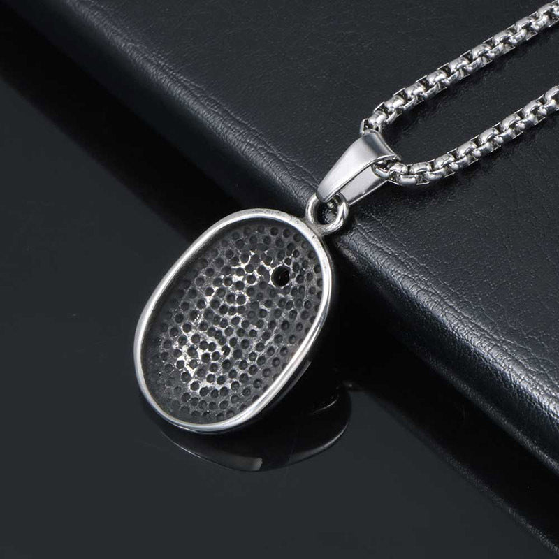 Retro Fatima Hand Pendant Necklace with Red Zircon for Couples in Titanium Steel - European and American Style Jewelry for Men