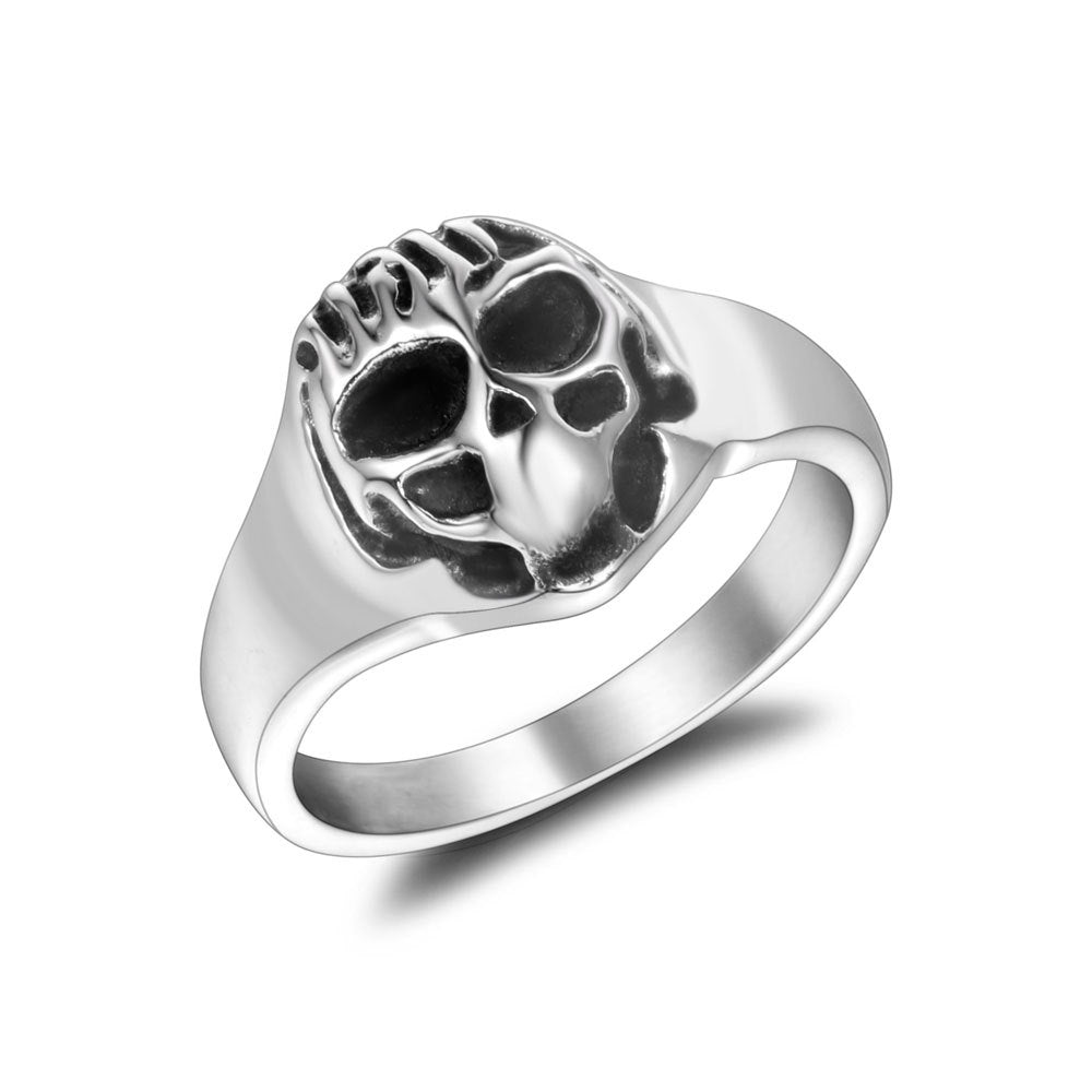 Men's Exaggerated Punk Titanium Steel Skull Ring - Wholesale Jewelry Collection