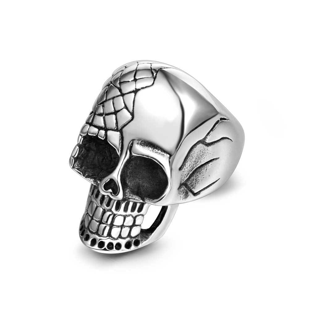 Bold Titan Skull Ring for Men - Retro Punk Style in Titanium Steel