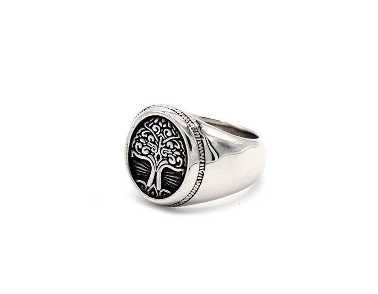 European Vintage Life Tree Christmas Tree Titanium Steel Ring by Planderful