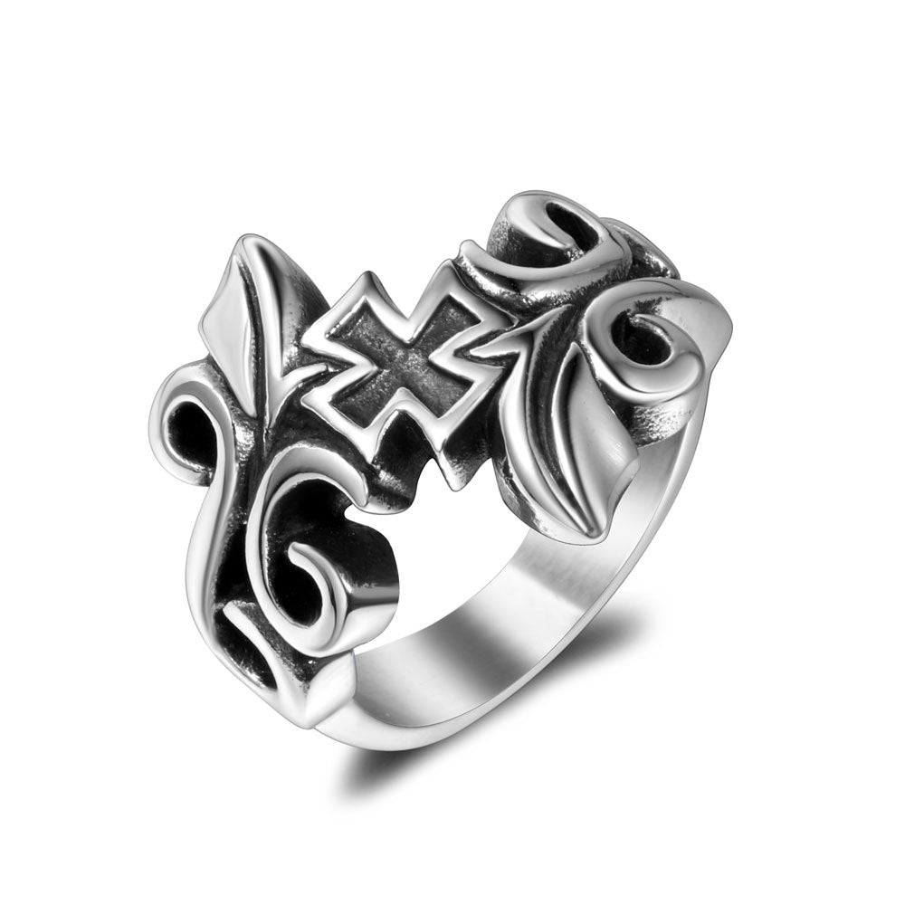 Stylish Vintage-Inspired Flower Vine Titanium Steel Ring for Men