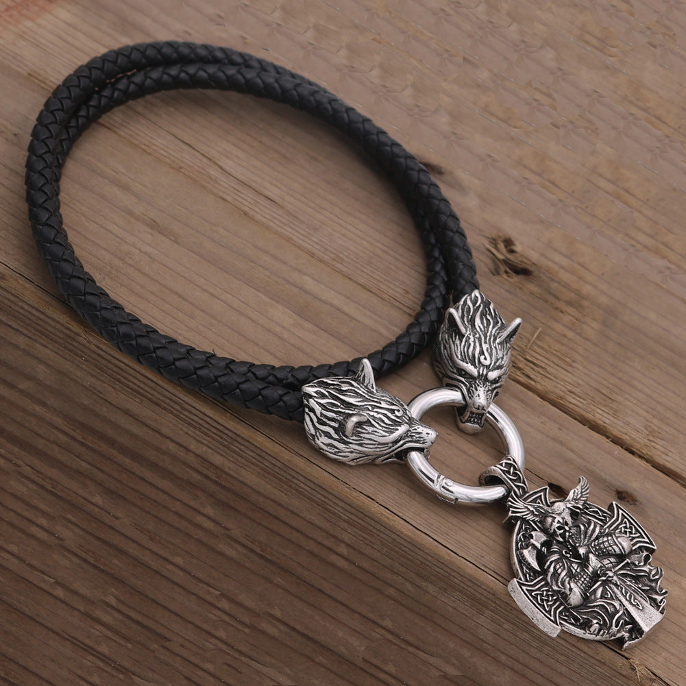 Viking Odin Wolf Head Pendant Necklace - Norse Legacy Collection