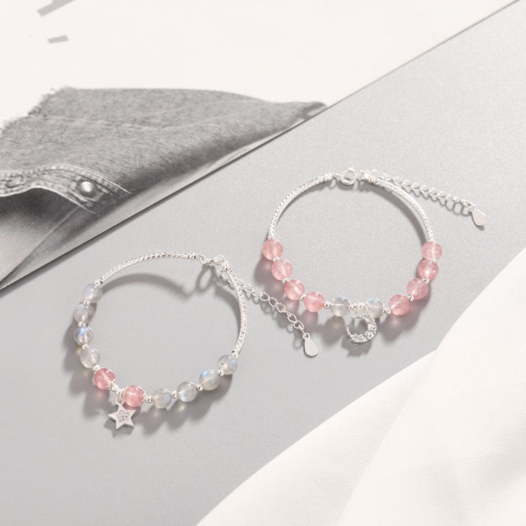 Star Moon Strawberry Crystal Bracelet - Ethereal Beauty and Charm