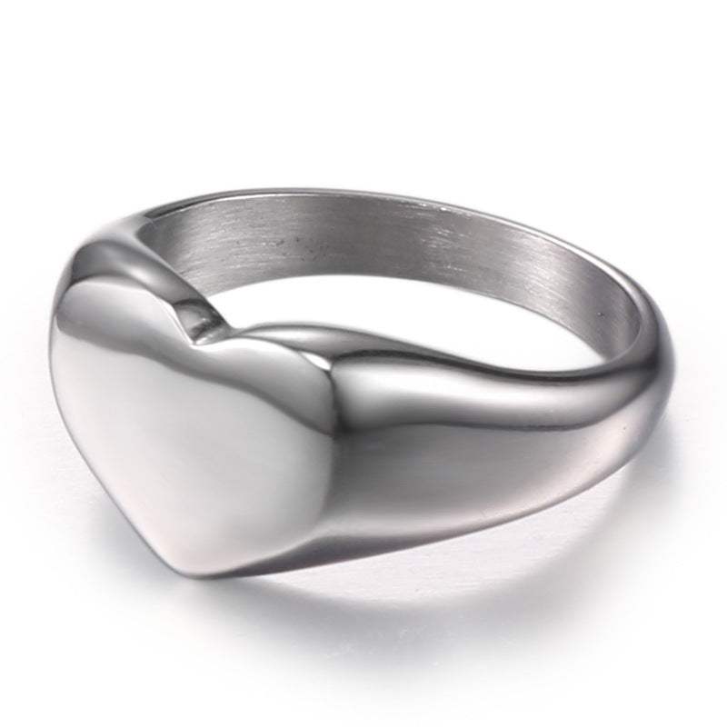 Stylish Unisex Heart-Shaped Titanium Steel Ring - Minimalist Fashion for Everyday Wear