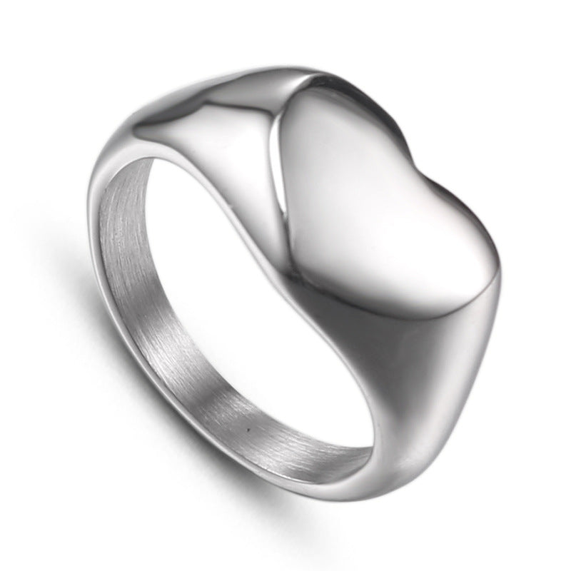 Stylish Unisex Heart-Shaped Titanium Steel Ring - Minimalist Fashion for Everyday Wear