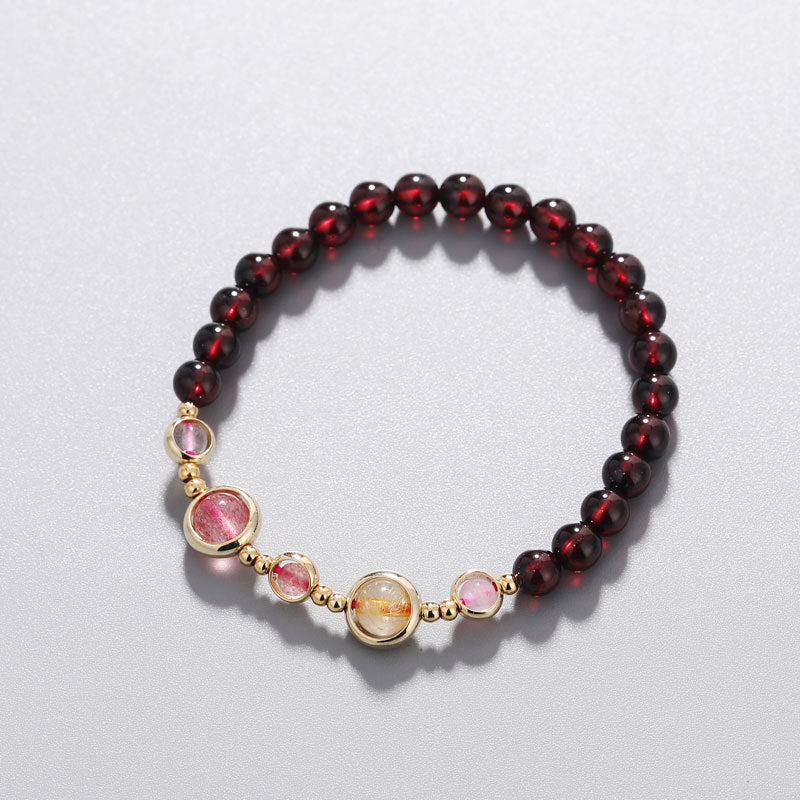 Multicolored Crystal and Garnet Sterling Silver Bracelet