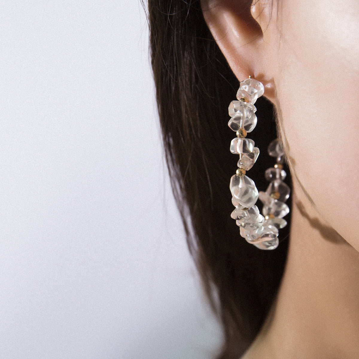 Versatile Geometric Earrings with Irregular Stone Beading for Women