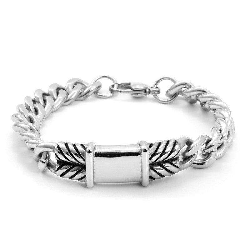 Rugged Elegance Men's H Bracelet - Punk Inspired Titanium Steel Accessory with Glossy Finish