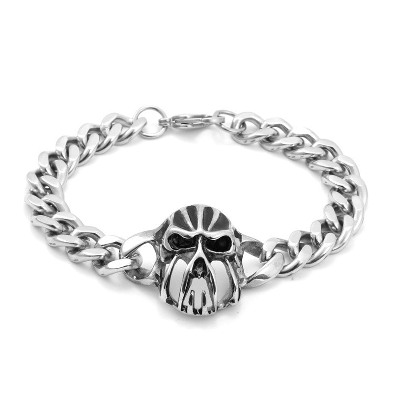 Men's Bold Titanium Steel Skull Bracelet - Exquisite Thick Stainless Steel Design