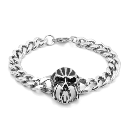 Men's Bold Titanium Steel Skull Bracelet - Exquisite Thick Stainless Steel Design