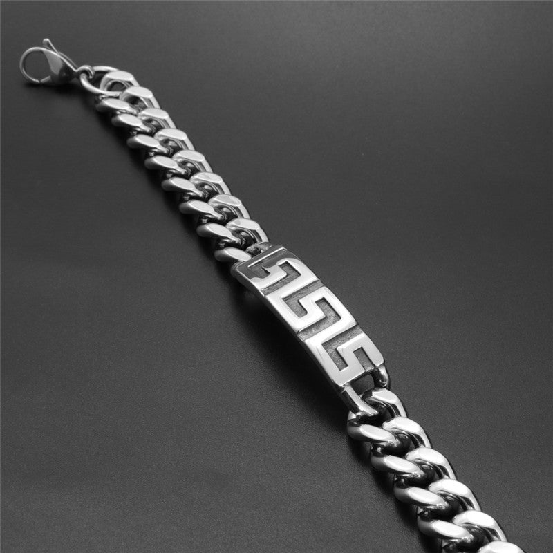 Titanium Steel Great Wall Bracelet for Men - Punk Style Stainless Steel Accessory