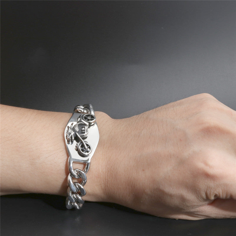 Titanium Steel Dragon Head Motorcycle Bracelet for Men – Bold Punk Style and Rugged Design