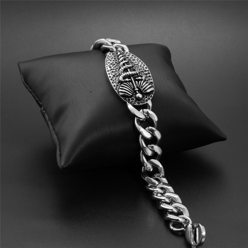 Rebellious Cobra Pattern Titanium Steel Bracelet for Men