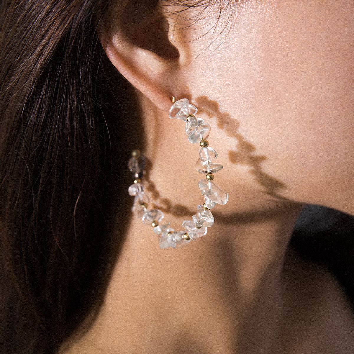 Versatile Geometric Earrings with Irregular Stone Beading for Women