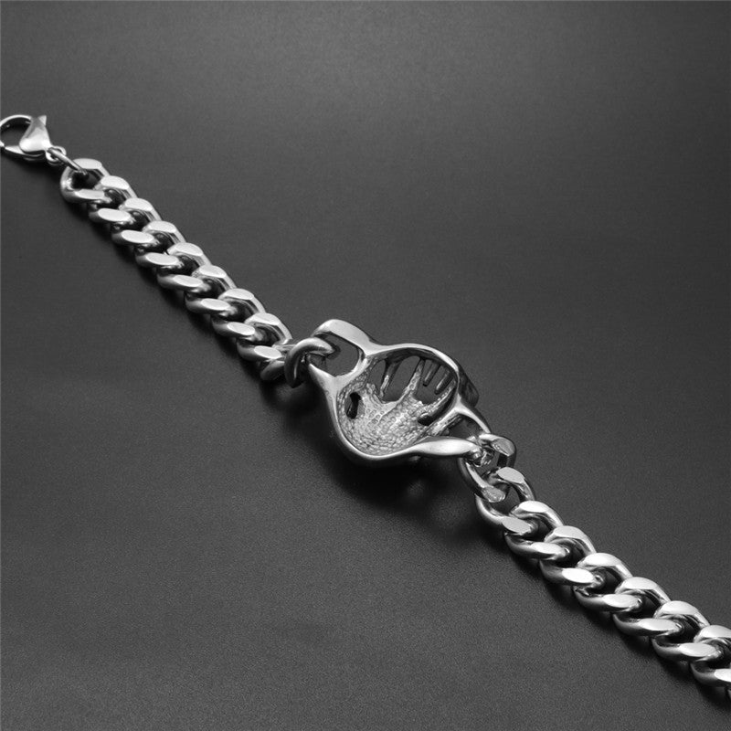 Men's Bold Titanium Steel Skull Bracelet - Exquisite Thick Stainless Steel Design