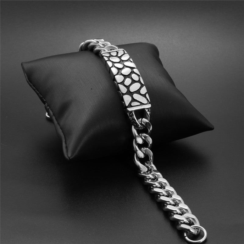 Rugged Elegance Men's Titanium Steel Stone Bracelet - Bold Accessories for the Modern Gent