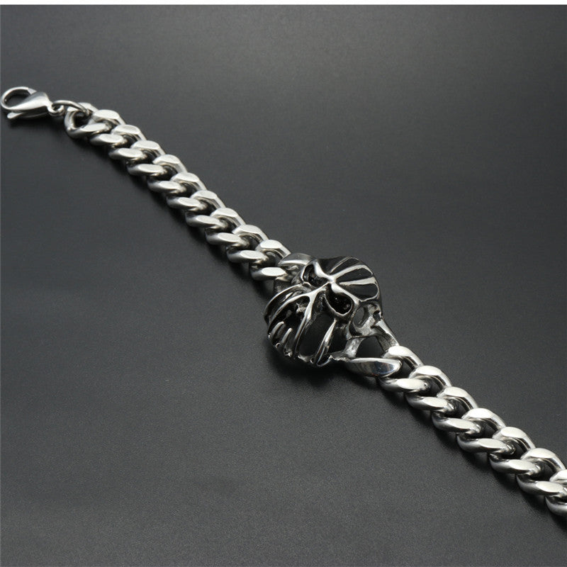 Men's Bold Titanium Steel Skull Bracelet - Exquisite Thick Stainless Steel Design