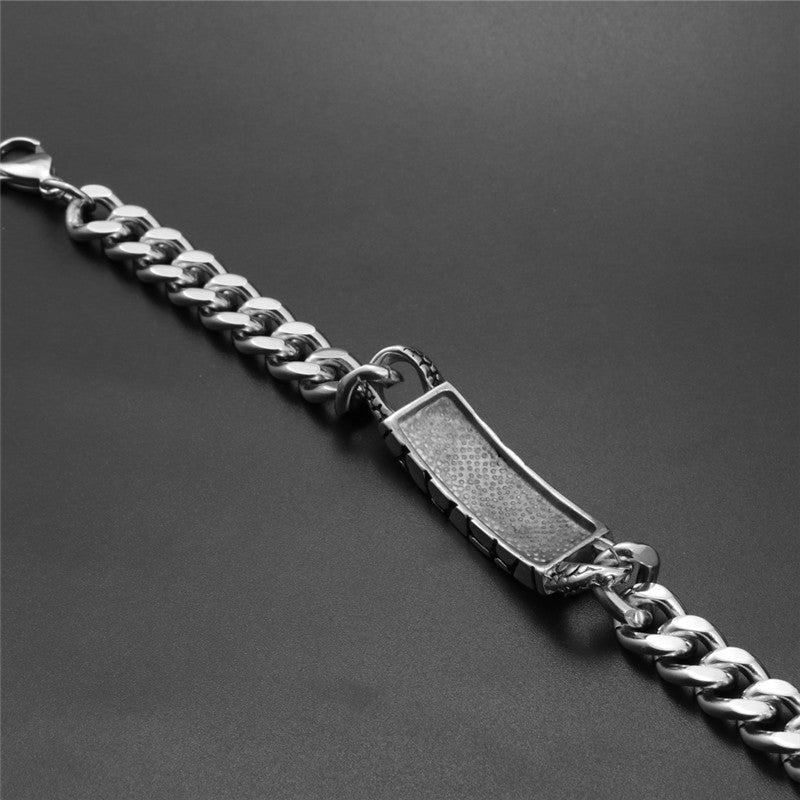 Rugged Elegance Men's Titanium Steel Stone Bracelet - Bold Accessories for the Modern Gent