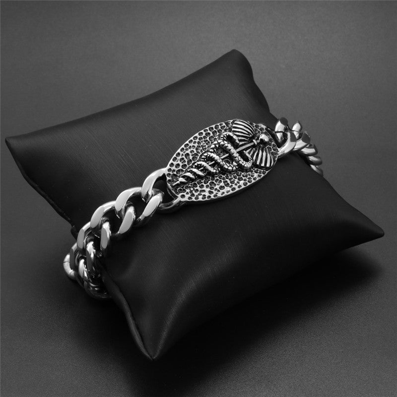 Rebellious Cobra Pattern Titanium Steel Bracelet for Men