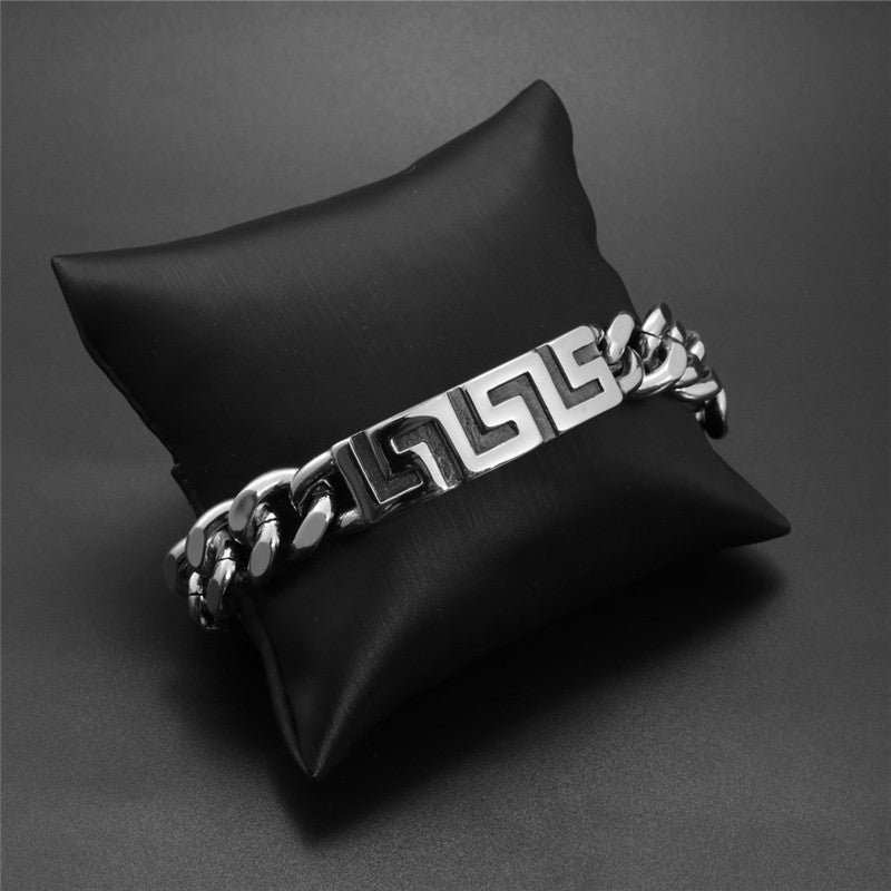 Titanium Steel Great Wall Bracelet for Men - Punk Style Stainless Steel Accessory