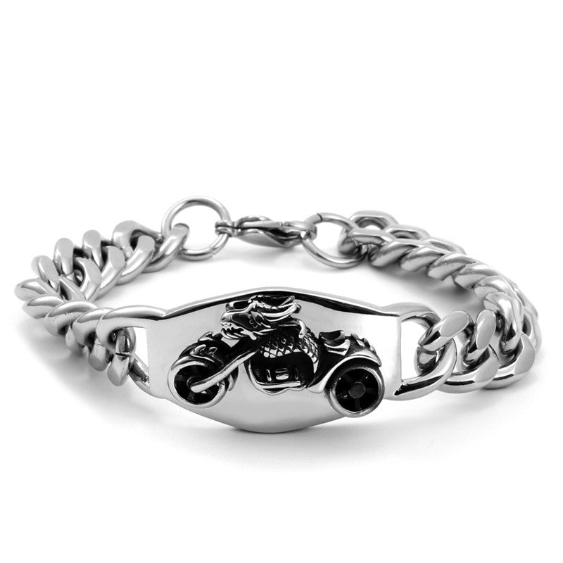 Titanium Steel Dragon Head Motorcycle Bracelet for Men – Bold Punk Style and Rugged Design