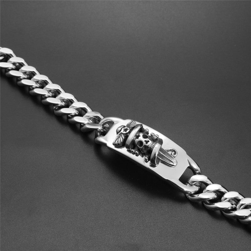 Titanium Steel Skull Bracelet for Men - Bold Punk Ghost Head Design