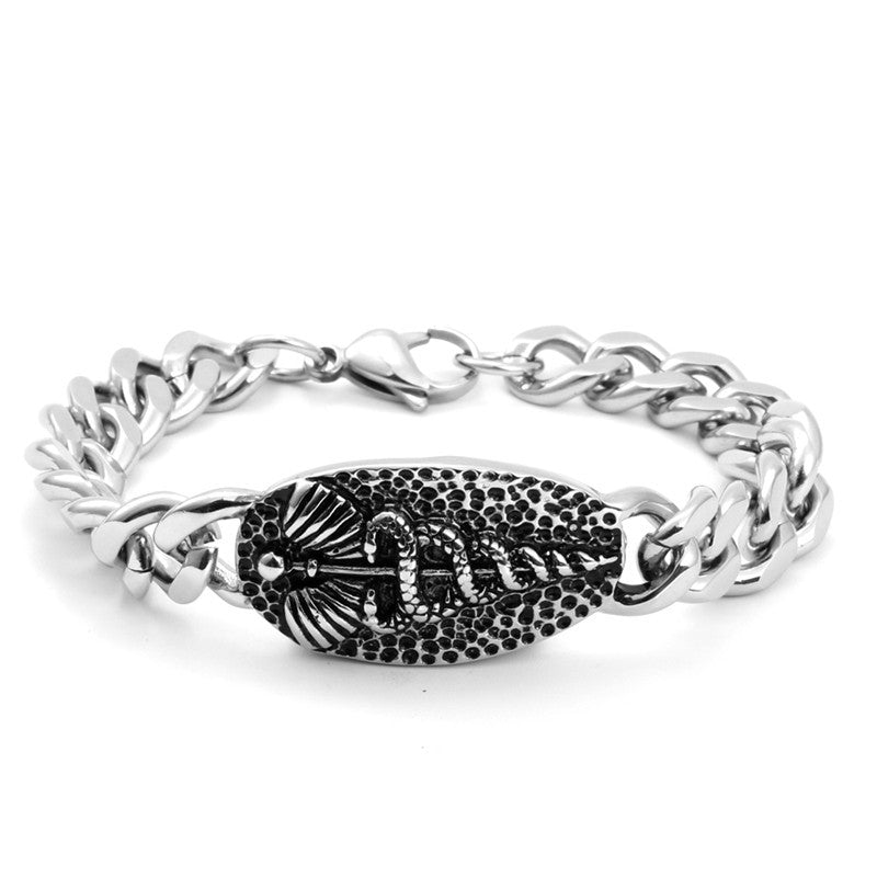 Rebellious Cobra Pattern Titanium Steel Bracelet for Men