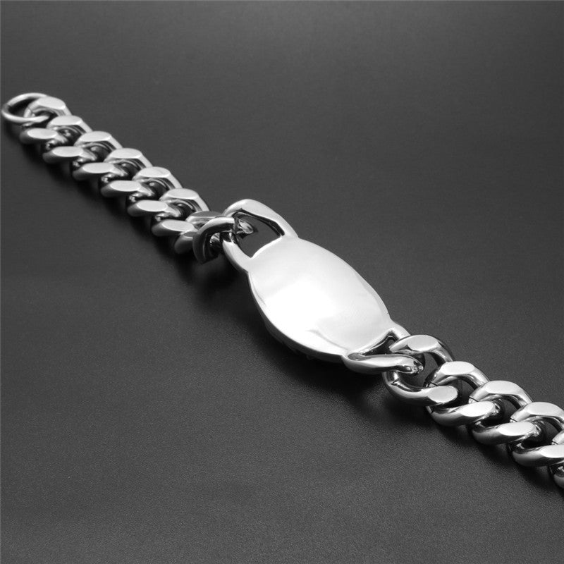 Customizable Retro Punk Titanium Steel Cross Bracelet for Men - Handcrafted Stainless Steel Design