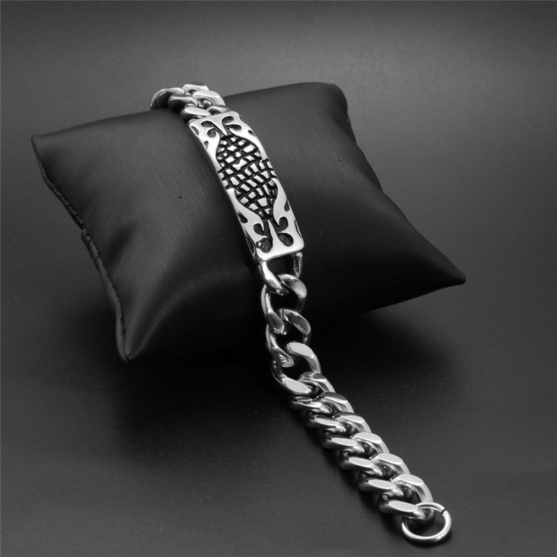 Bold Titanium Steel Punk Bracelet for Men - Distinctive Rugged Stainless Steel Accessory