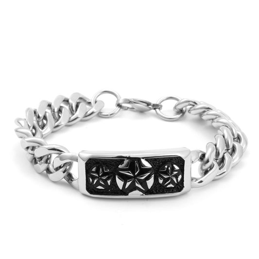 Men's Unique Titanium Steel Floral Bracelet - Rugged Casting Accessory with Hot Wheels Inspiration