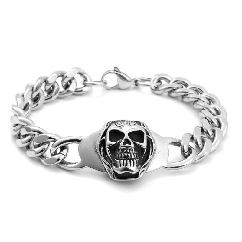 Titanium Steel Men's Skull Bracelet - Bold Ghost Head Design for Modern Rebels