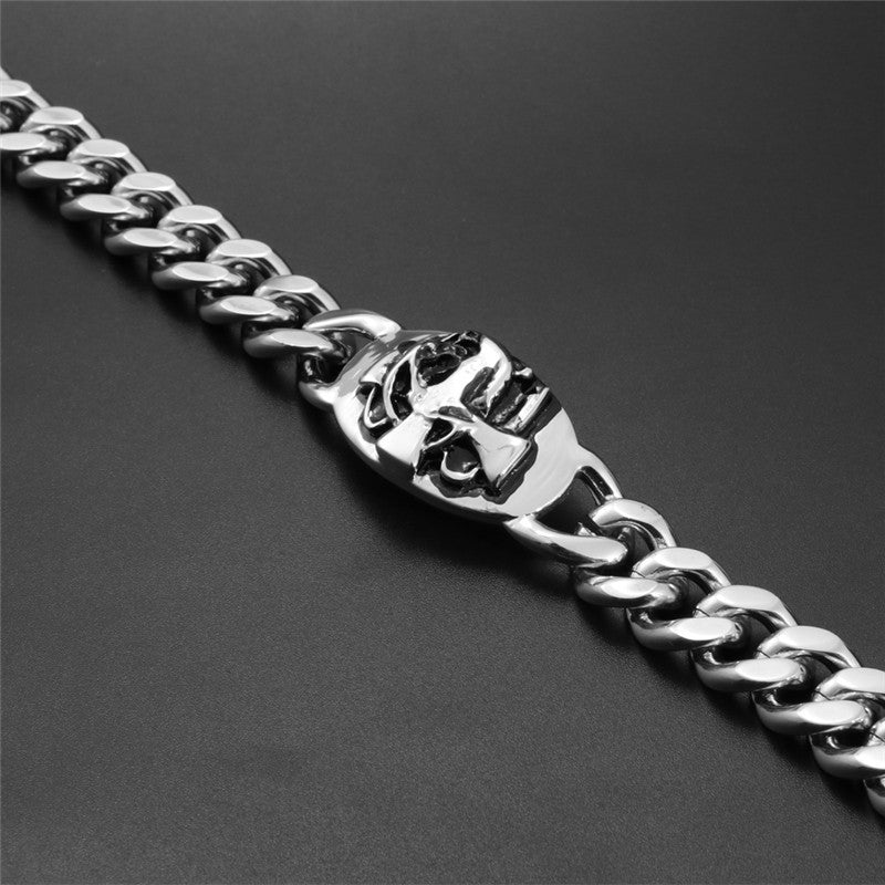 Customizable Retro Punk Titanium Steel Cross Bracelet for Men - Handcrafted Stainless Steel Design