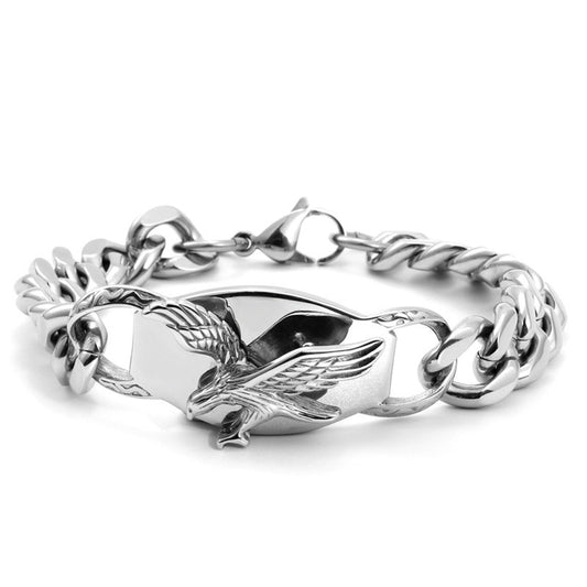 Eagle Emblem Titanium Steel Punk Bracelet for Men - Distinctive Coarse Design in Stainless Steel