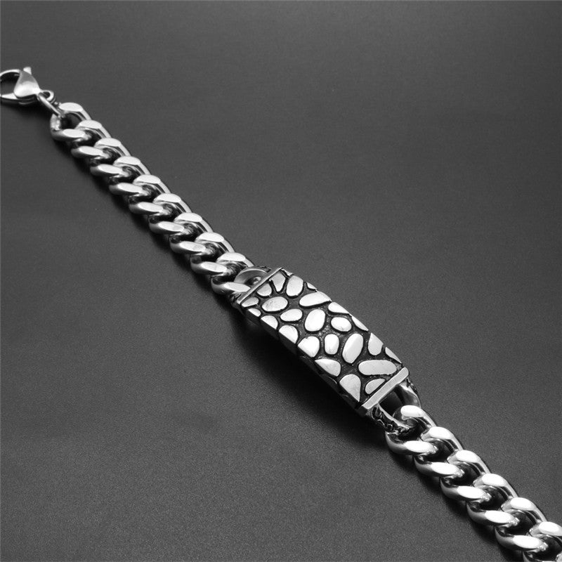 Rugged Elegance Men's Titanium Steel Stone Bracelet - Bold Accessories for the Modern Gent